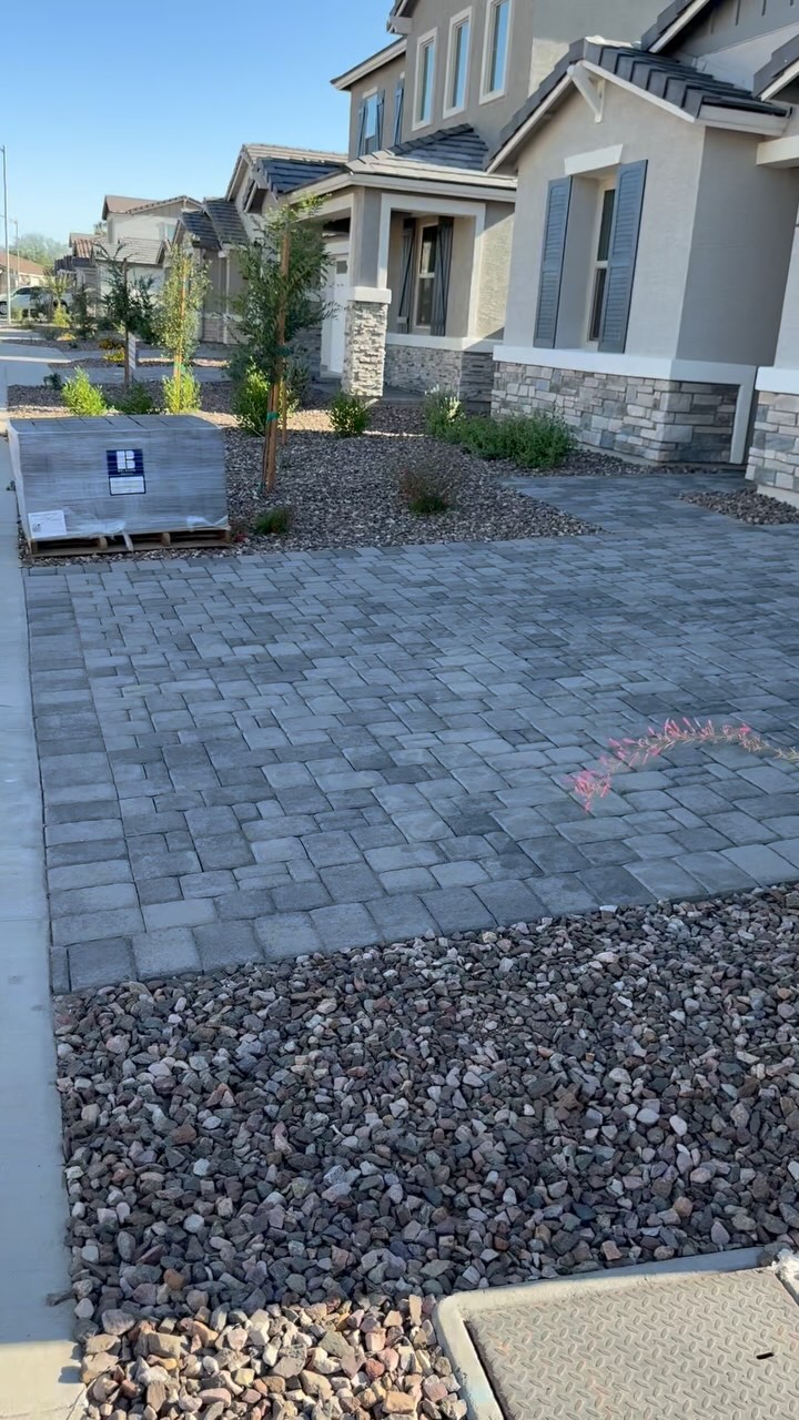 Stamped concrete driveway installation by AZ Elevate Phoenix