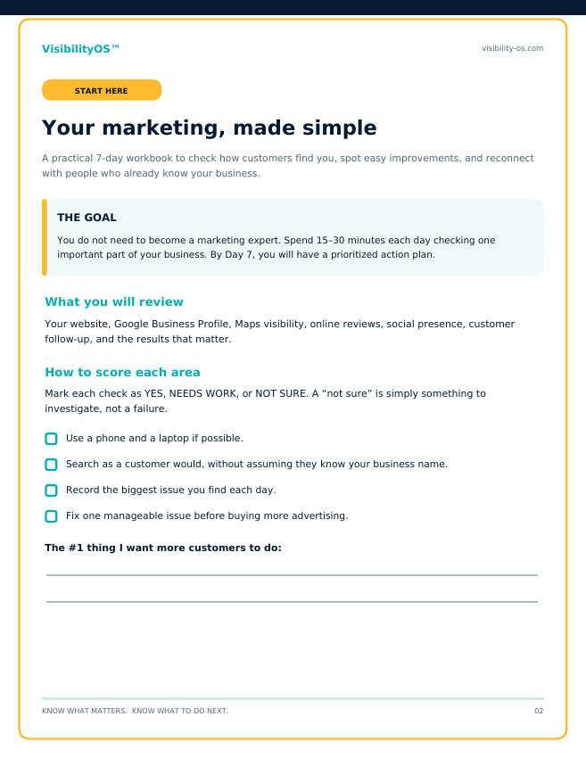 Sample interior page of the workbook