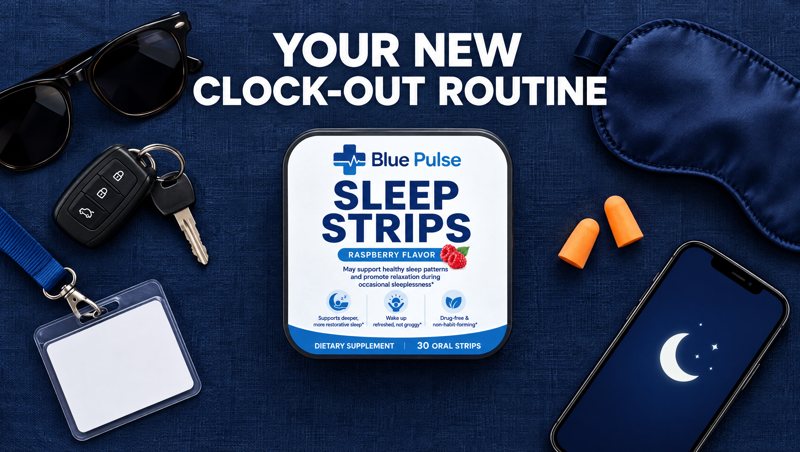 Swallowing a pill with water versus placing a Blue Pulse strip on the tongue