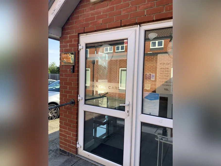 Glass entrance doors of Chafford Hundred Dental Care