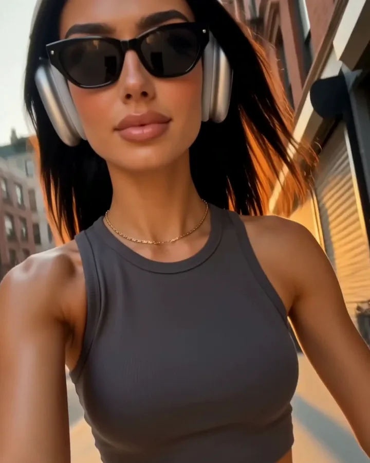 Sienna taking a selfie in the city (AI-generated image of Sienna, our AI brand ambassador)