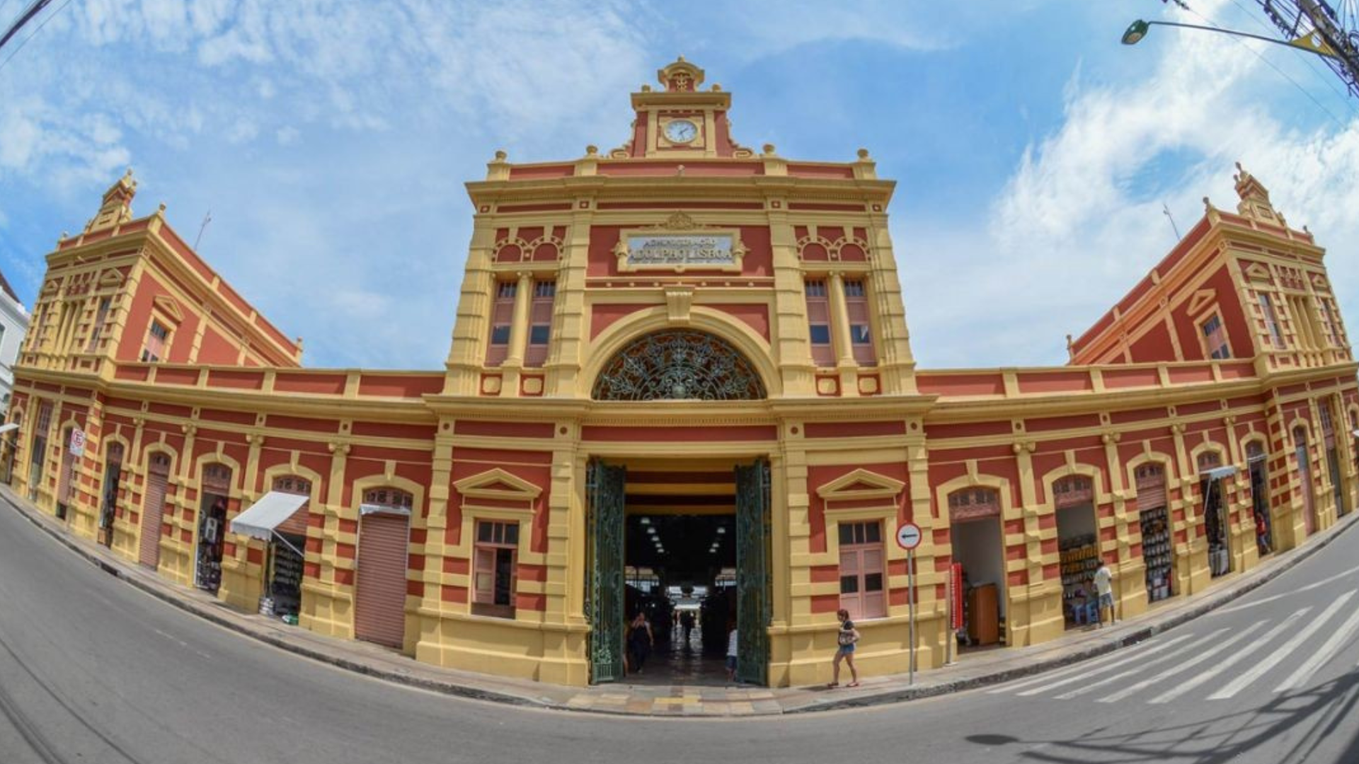 Adolpho Lisboa Market in Manaus, with colorful Amazonian fruits, spices, and local jungle goods.