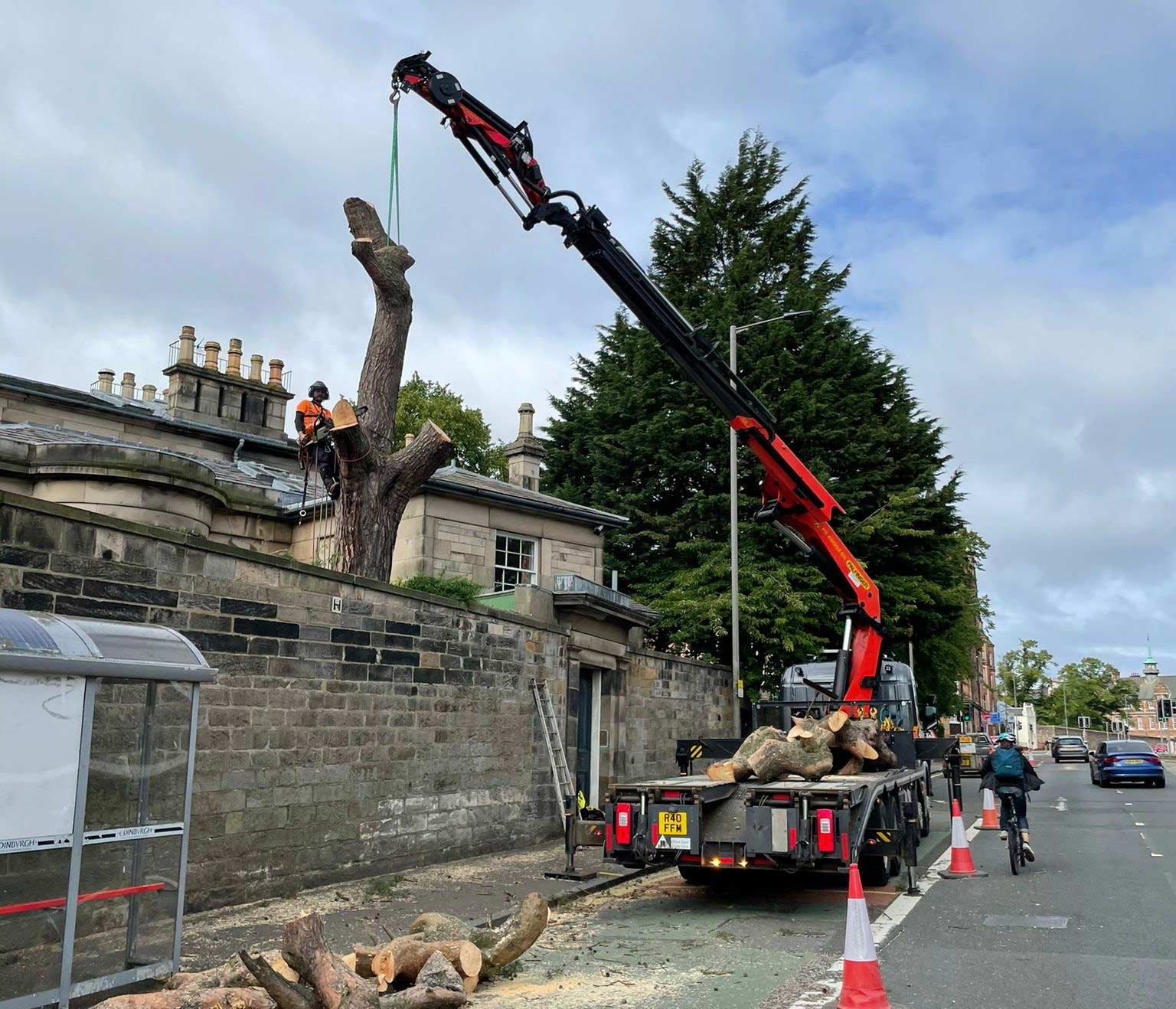 Field and Forest HIAB truck lifting a structure in Scotland