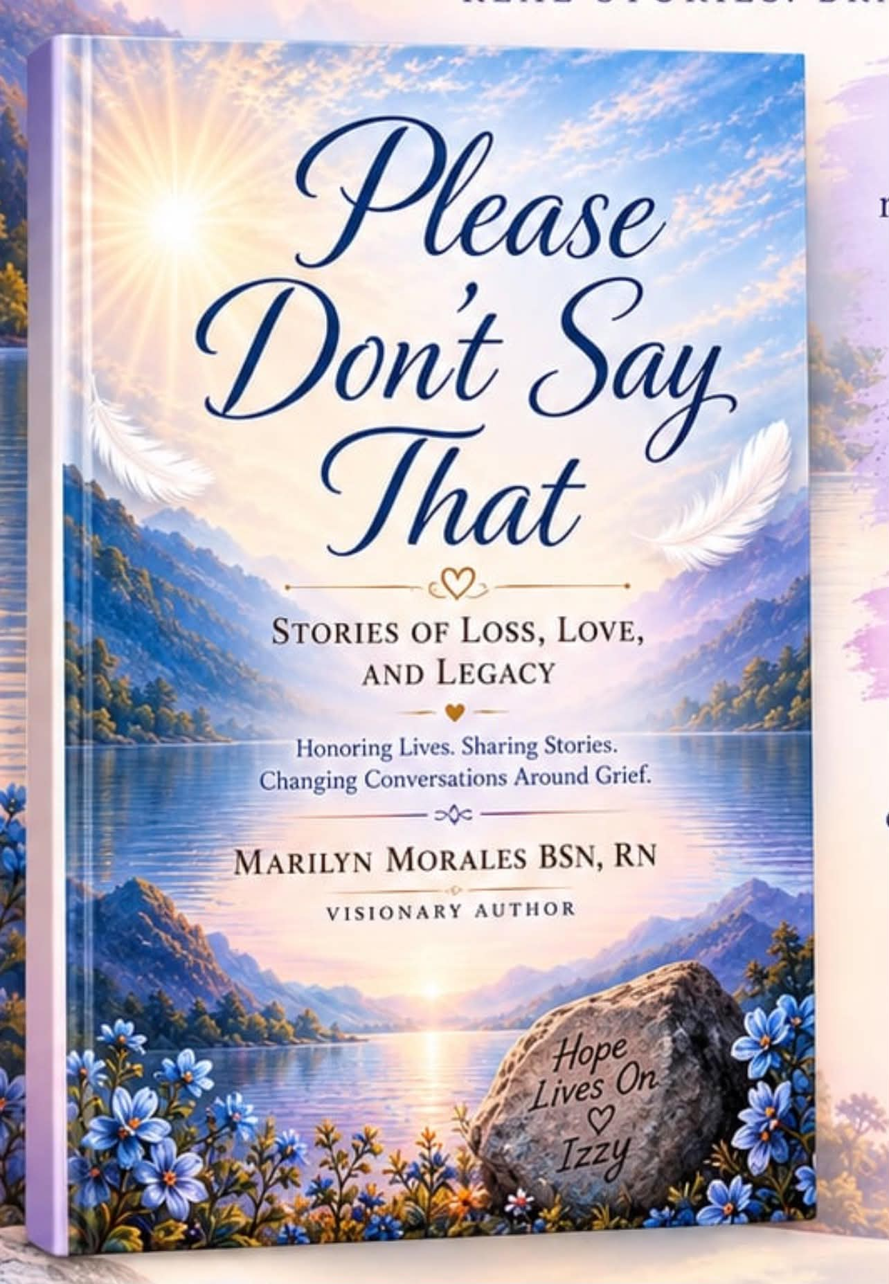 Please Don’t Say That: Stories of Loss, Love, and Legacy anthology cover by Marilyn Morales