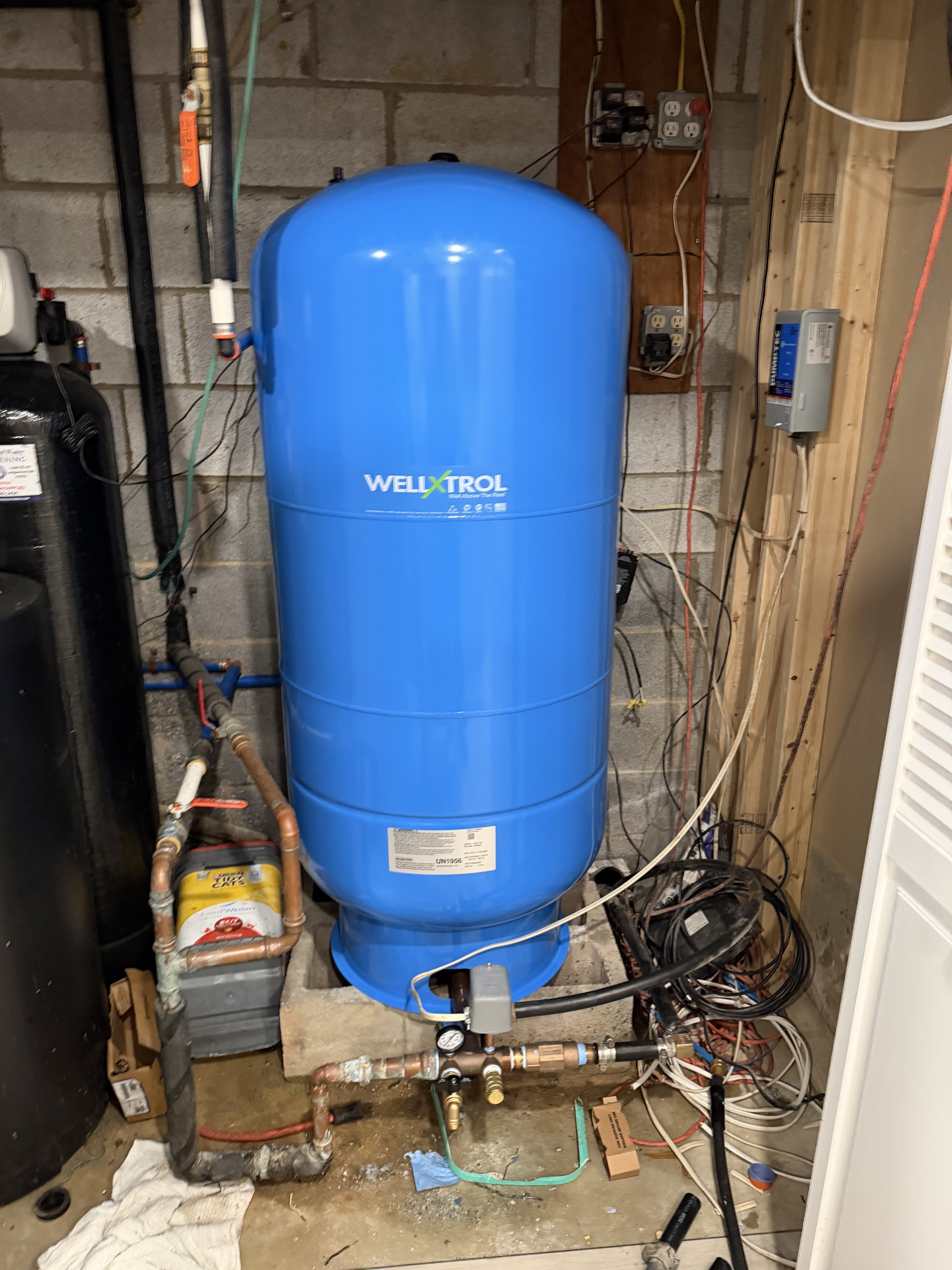 Well water filtration and treatment equipment installed in line