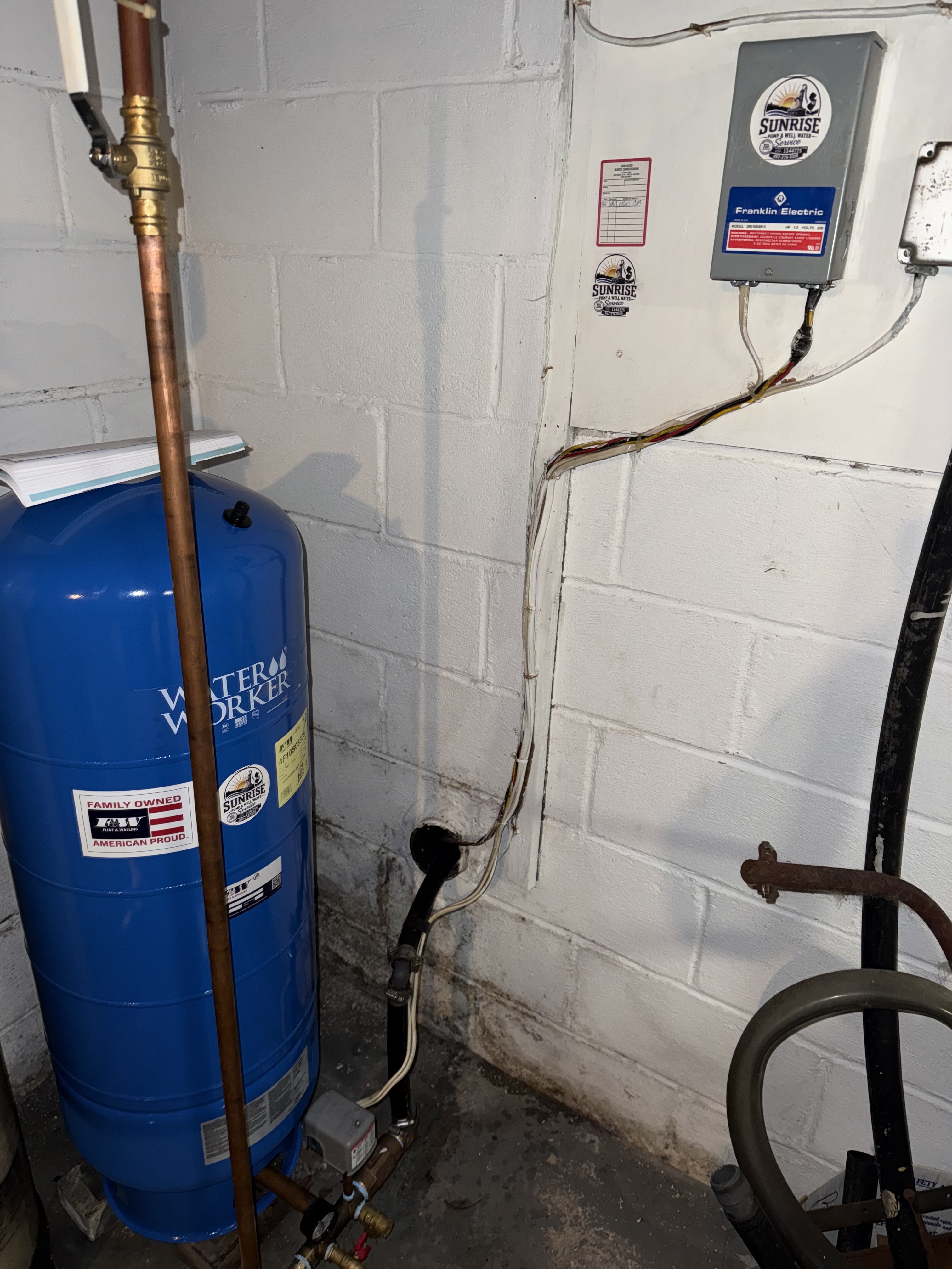 Pressure tank set and tied into the household system